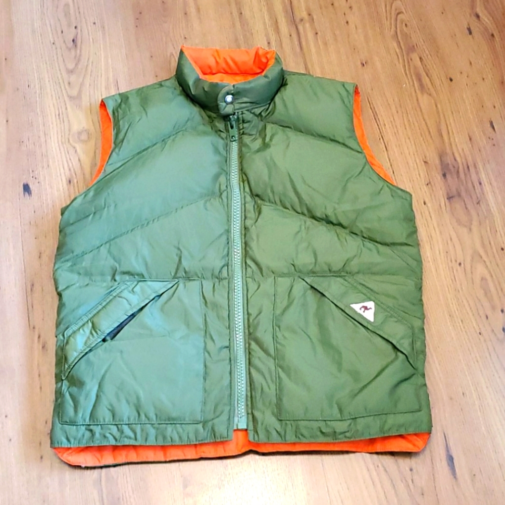 Vintage Camel Reversible vest goose full zipper green women size M Y2K